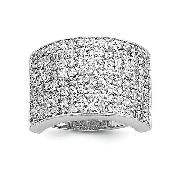Lex & Lu Sterling Silver Polished Black & White CZ Stripes Ring Lex & Lu Sterling Silver Polished Black & White CZ Stripes Ring